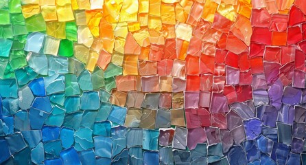 Wall Mural - Colorful Glass Mosaic Artwork With Rainbow Hues and Geometric Patterns