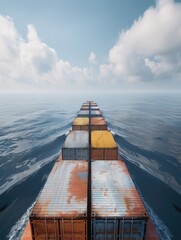 Canvas Print - Large Container Ship at Sea