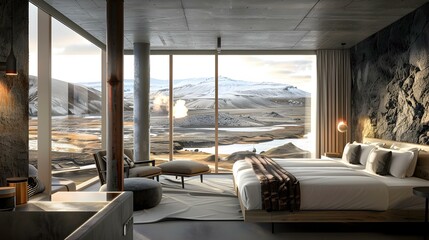 Poster - A luxury hotel room in iceland image