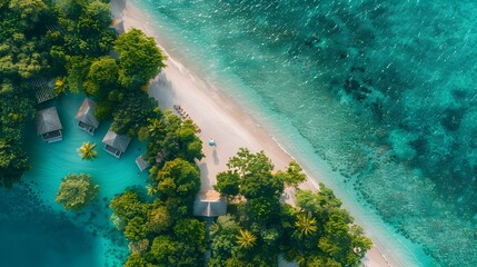 Wall Mural - A beach with white sand image