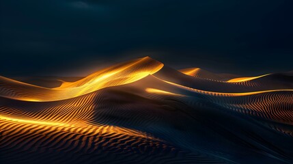 Sticker - Desert dunes illuminated by the setting sun