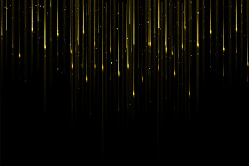 Poster - Abstract elegant gold glowing line with lighting effect sparkle on black background. Template premium award design.