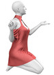 © AnnaPa - Detailed gray female mannequin wears a shiny red dress. Soft wavy folds on smooth shiny red dress. Abstract female fashion, 3D Illustration.