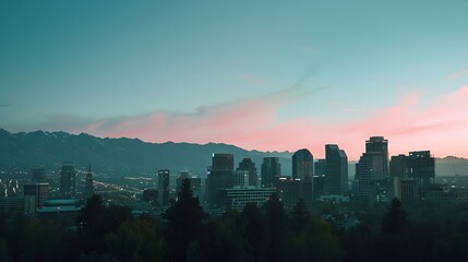 Wall Mural - Salt Lake City Utah USA downtown city skyline at dawn : Generative AI