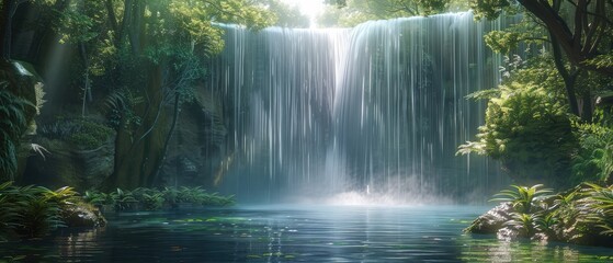 Wall Mural - beautiful closeup of a waterfall with a slow-motion effect, capturing the splash and flow of the water over the rocks and stones