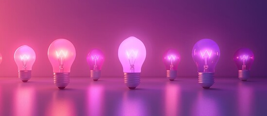 Illuminated Light Bulbs in a Pink and Purple Gradient