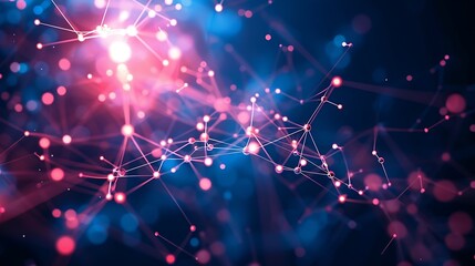 Poster - Abstract background Molecules technology with polygonal shapes connecting dots and lines Connection structure Big data visualization : Generative AI