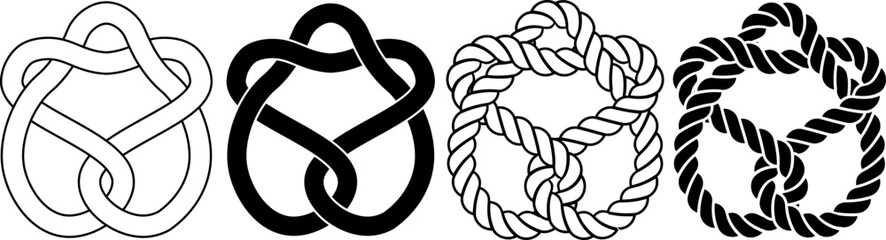 Stevedore knot rope icon set