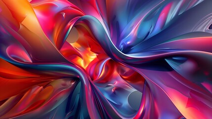 Wall Mural - A vivid 3D background with dynamic, swirling shapes and vibrant colors, creating a captivating experience.
