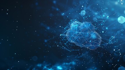 Leinwandbilder - cloud and edge computing technology Secure database storage is protected from unauthorized access and cyber threats Polygons and interconnected global cloud network on dark blue backgr : Generative AI
