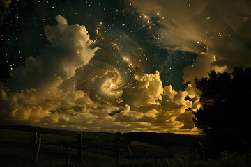 Wall Mural - A cosmic confluence of energy, where the boundaries between realities blur and anything is possible.