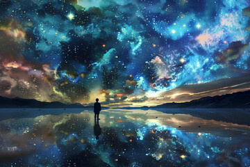 Wall Mural - A cosmic confluence of energy, where the boundaries between realities blur and anything is possible.