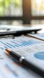© CatNap Studio - Close-up of business documents with financial charts and graphs., clean background, Photo stock style, clean background, no copyrighted logo, no letters