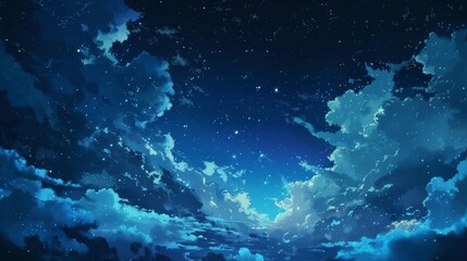Wall Mural - anime background with vast space and full of stars