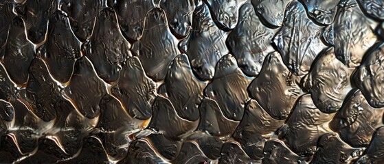 Wall Mural - Panoramic close-up, high detail scan of fish skin material, Generative AI 