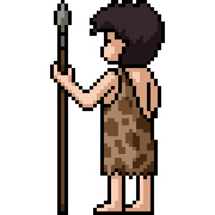 Poster - pixel art of stone age kid