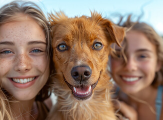 Poster - portrait of women with her dog