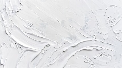 Aufkleber - Abstract white color acrylic wave wall painting Canvas vintage grunge texture horizontal background : Generative AI