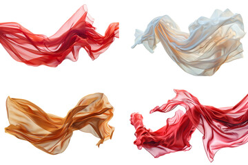 Canvas Print - Collection of floating elegant fabrics isolated on transparent or white background