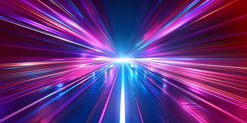 Canvas Print - A futuristic illustration with neon speed lines in a technological style.