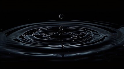 panorama water ripple or water drop splash on black background abstract shape out of the water oil r