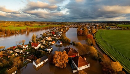 sunrise over the river wallpaper sunset on the river, house at night, sunset on the river, landscape with lake and trees, houses on the river in the autumn, vue aérienne d'un village inondé suite