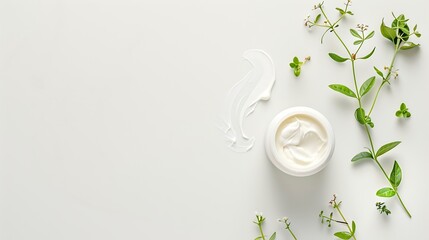 Wall Mural - Sample of body care cream isolated on white top view : Generative AI