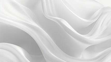 Poster - Abstract white gray background with wavy smooth lines flowing on it : Generative AI