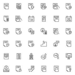 Sticker - Taxation and Accounting line icons set