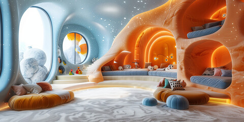 Wall Mural - Interior of a cute ocean-themed children's room