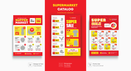Supermarket product promotion flyer template. Supermarket flyer with discounts. Minimalist layout banner for supermarket product catalog
