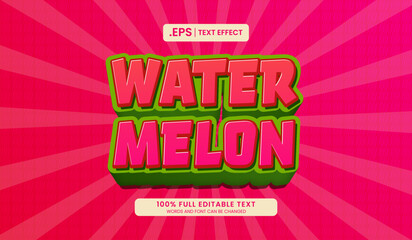 Wall Mural - design editable text effect, 3d cartoon bold watermelon