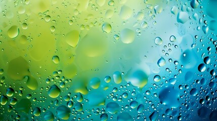 Fototapete - Abstract blue and green colorful background with oil on water surface Oil drops in water abstract psychedelic abstract image : Generative AI