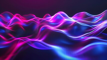 Leinwandbilder - Abstract waves shape glowing in ultraviolet spectrum Background for banner backdrop or texture for 3D mapping : Generative AI