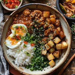 Wall Mural - Delicious Spicy Pork and Potato Bowl