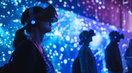 Wall Mural - a futuristic expo features an ai and creativity projection show, attracting innovators and tech enth