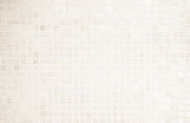 Wall Mural - Cream light ceramic wall and floor tiles mosaic background in bathroom. Design pattern geometric with grid wallpaper texture decoration.