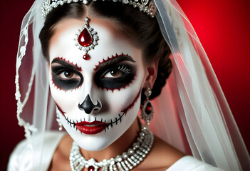 Wall Mural - portrait of a woman in dress of halloween