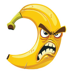 Wall Mural - vector angry Banana cartoon on white background