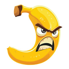 Wall Mural - vector angry Banana cartoon on white background