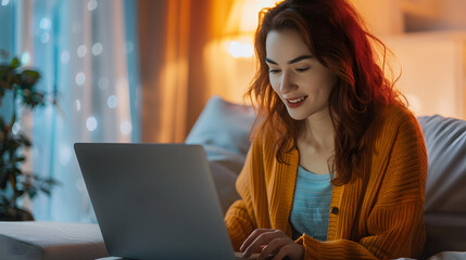 Sticker - woman using laptop