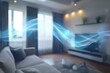 © kenkuza - Blue waves of fresh clean air in the apartment. Fresh scent and air filtration effect