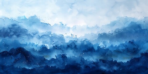 Abstract blue watercolor background. Digital art painting. 3d rendering