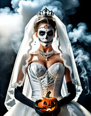 Wall Mural - portrait of a woman with makeup halloween bride