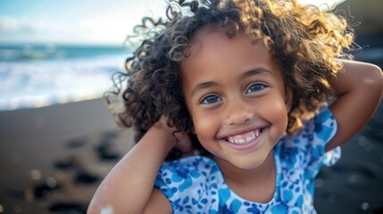 Canvas Print - The smiling girl at beach