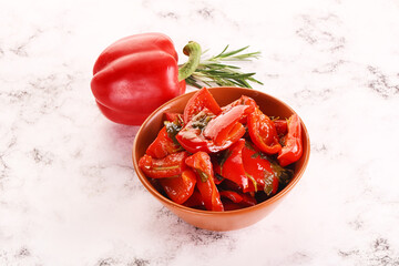 Wall Mural - Pickled red bell pepper in the bowl