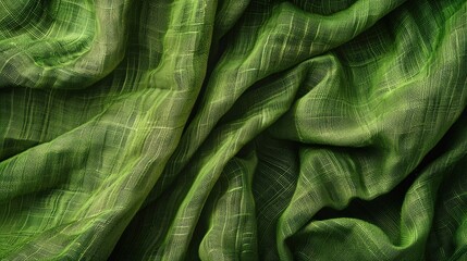Green texture fabric background natural linen texture. Green texture fabric cloth textile background. Fabric background Close up texture of natural weave line textile material .