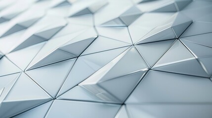 Wall Mural - a closeup photo of a geometric polygon triangle pattern against a soft white-gray background. the im