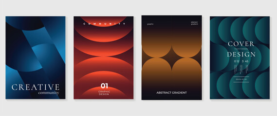 Wall Mural - modern gradient poster background vector set. minimalist style cover template with vibrant perspecti