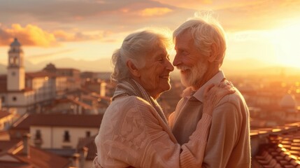 Wall Mural - The elderly couple embracing